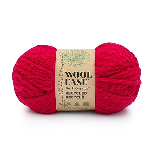 Lion Brand Yarn Wool-Ease T&Q Recycled, sperriges Garn zum Häkeln, Rot, 1 Packung von Lion Brand Yarn