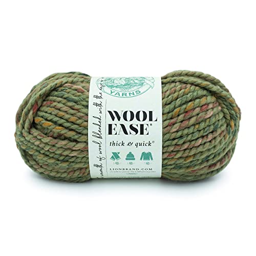 Lion Brand Yarn Wool-Ease dickes und schnelles Garn, weiches und sperriges Garn zum Stricken, Häkeln und Basteln, 1 Knäuel, Marsh von Lion Brand Yarn