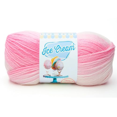 Lion Brand Yarn Company Eiscreme-Garn, 100% Acryl, Erdbeere, 923-207,10,89 x 10,89 x 22,32 cm von Lion Brand Yarn