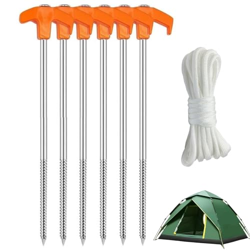 8" Screw in Tent Stakes - Ground Anchors Screw in, Screw In Tent Stakes Heavy Duty, 8 inch Screw In Tent Stakes, Tent Stakes Heavy Duty Screw, Drillable Tent Stakes Heavy Duty (6PCS) von Lioncool