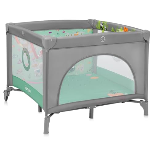 Lionelo 2-in-1 Laufstall und Reisebett mit Matratze für Babys MILLE PLUS bis 15 kg, 0–36 Monate, Seiteneinstieg, 3D-Matratze, 2 Rollen mit Bremse, Faltbar, Tragetasche von Lionelo
