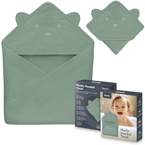 Lionelo Muslin Hooded Towel Musselintuch mit Kapuze für Babys nach dem Baden 80x80 cm, Atmungsaktives Weiches Baby-Badetuch Naturstoff 6 Farben Lionelo Muslin Hooded Towel Musselintuch mit Kapuze für Babys nach dem Baden 80x80 cm, Atmungsaktives Weiches Baby-Badetuch Naturstoff 6 Farben von Lionelo