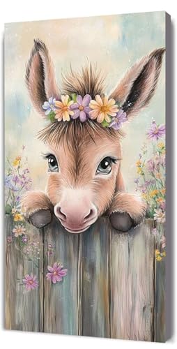 Malen Nach Zahlen Erwachsene Esel Blume, Malen Nach Zahlen Kinder ab 7, DIY Digitales Ölgemälde Set auf Leinwand Mit 3 Bürsten Pinseln und Hochwertig Acrylpigment, für Zuhause Dekor 20x40cm D-367 von Lionhai