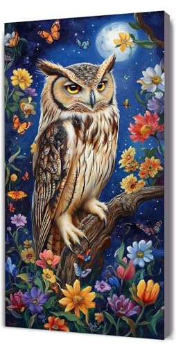 Malen Nach Zahlen Erwachsene Eule Blume, Malen Nach Zahlen Kinder ab 7, DIY Digitales Ölgemälde Set auf Leinwand Mit 3 Bürsten Pinseln und Hochwertig Acrylpigment, für Zuhause Dekor 60x120cm D-361 von Lionhai