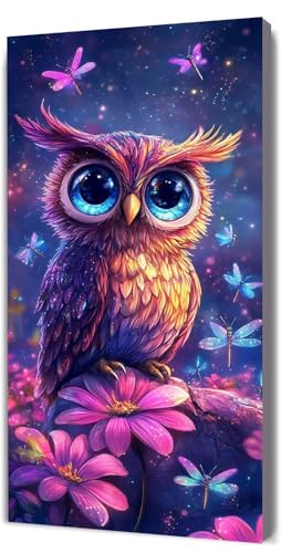 Malen Nach Zahlen Erwachsene Eule Blume, Malen Nach Zahlen Kinder ab 7, DIY Digitales Ölgemälde Set auf Leinwand Mit 3 Bürsten Pinseln und Hochwertig Acrylpigment, für Zuhause Dekor 80x160cm D-363 von Lionhai