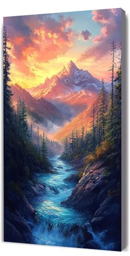 Malen Nach Zahlen Erwachsene Landschaft Baum, Malen Nach Zahlen Kinder ab 7, DIY Digitales Ölgemälde Set auf Leinwand Mit 3 Bürsten Pinseln und Hochwertig Acrylpigment, für Zuhause Dekor 30x60cm D-253 von Lionhai