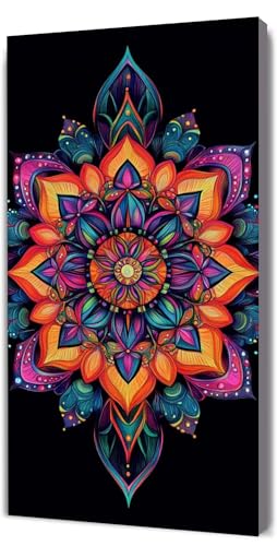 Malen Nach Zahlen Erwachsene Mandala Blume, Malen Nach Zahlen Kinder ab 7, DIY Digitales Ölgemälde Set auf Leinwand Mit 3 Bürsten Pinseln und Hochwertig Acrylpigment, für Zuhause Dekor 80x160cm D-333 von Lionhai