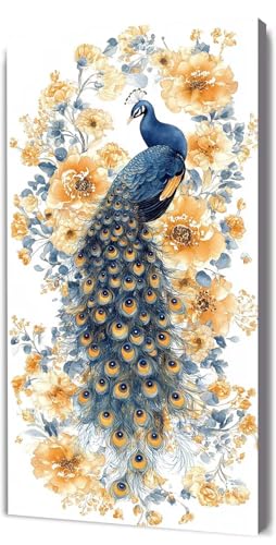 Malen Nach Zahlen Erwachsene Pfau Blume, Malen Nach Zahlen Kinder ab 7, DIY Digitales Ölgemälde Set auf Leinwand Mit 3 Bürsten Pinseln und Hochwertig Acrylpigment, für Zuhause Dekor 60x120cm D-299 von Lionhai