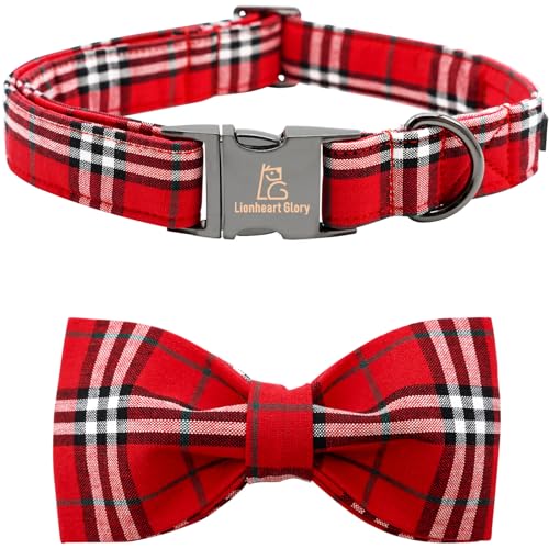 Lionheart glory Weihnachten kariert Hundehalsband, Hundeschleife Halsband Adjustable Comfortable Bowtie Halsbänder für große Hunde Mädchen oder Jungen Fall Kragen Hund Schleife von Lionheart glory