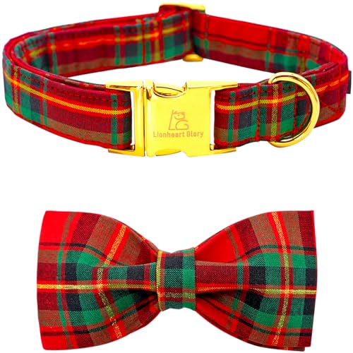 Lionheart glory Weihnachten kariert Hundehalsband, Hundeschleife Halsband Adjustable Comfortable Bowtie Halsbänder für mittlere Hunde Mädchen oder Junge Fall Kragen Hund Schleife von Lionheart glory