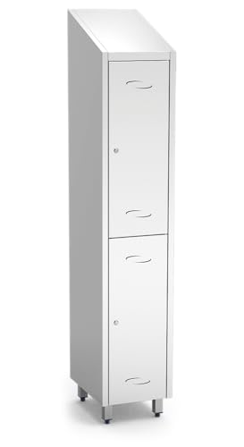 Lioninox Garderobenschrank, Edelstahl, klein, 2 Türen, 370 x 480 x 2010 mm von Lioninox