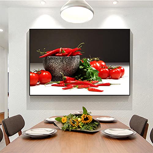 5D Diamond Painting Tomaten Paprika Diamant Painting Bilder, DIY Diamant Malerei für Erwachsene, Stickerei Kreuzstich Mosaik Gemälde Handwerk, Diamond Gemälde Kunst Heimwand Dekor Square drill,60x80cm von 壱岐の華