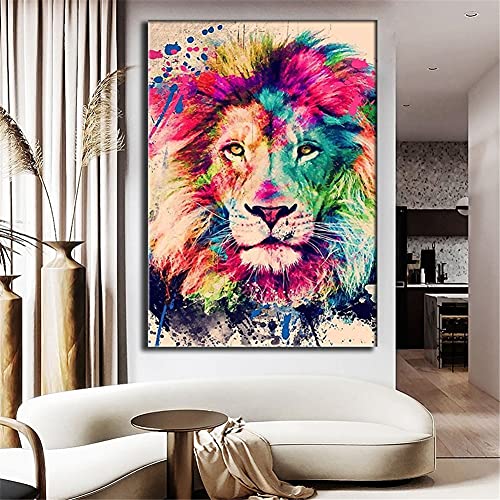 DIY 5D Diamant Malerei Voll Set Erwachsene/Kinder Malen nach Zahlen Bunte Löwen Diamond Painting Bilder Strass Stickerei Kreuzstich Mosaik Gemälde Handwerk Art, Home Wall Décor Square drill,40x60cm von Liowen