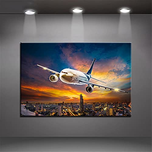 DIY 5D Diamant Malerei Voll Set Erwachsene/Kinder Malen nach Zahlen Flugzeug Himmel Diamond Painting Bilder Strass Stickerei Kreuzstich Mosaik Gemälde Handwerk Art, Home Wall Décor Round drill,40x60cm von Liowen