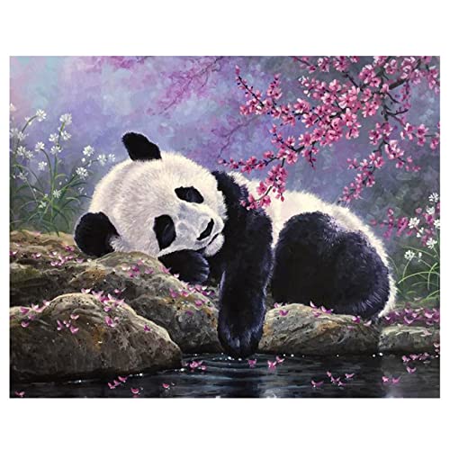 Diamond Painting Full, Tiere Schöner Panda 5D Diamant Painting Bilder Diamond Painting Kit DIY malen nach Zahlen Erwachsene Kinder Stickerei Malerei Kreuzstich für Home Wall Décor Square Drill 40x60cm von Liowen