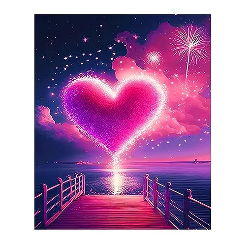 Diamond Painting für Erwachsene Liebe Feuerwerk 5D DIY Diamant Painting Kits Full Drill Kreuzstich Stickbilder Kunst Leinwand Malen nach Zahlen für Geschenke,Wand,Wohnkultur 70x90cm von Liowen