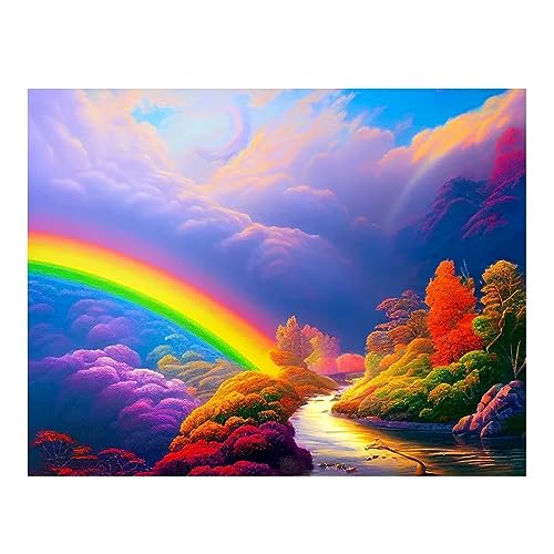 Diamond Painting für Erwachsene Regenbogen-Szenerie 5D DIY Diamant Painting Kits Full Drill Kreuzstich Stickbilder Kunst Leinwand Malen nach Zahlen für Geschenke,Wand,Wohnkultur 40x50cm von Liowen