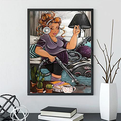 Liowen 5D Diamond Painting Kit Fette Frau,DIY Diamant Painting Set für Erwachsene Kinder,Kristall Strasssteine Stickerei Kreuzstich Kunsthandwerk, Home Wanddekoration Round Drill 30x40cm von Liowen