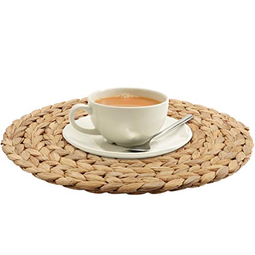 Lipeed 30 cm (11,81") Natürliches rundes, geflochtenes Wasserhyazinthengewebe, handgefertigtes Tischset, rutschfest Tisch, Untersetzer, Topf, Pfannen und Teekannen in der Küche von Lipeed