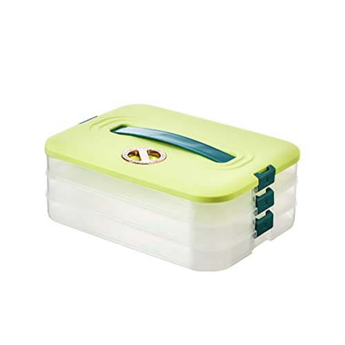Lipeed Kühlschrank Aufbewahrungsbox mit Deckel, Lebensmittelaufbewahrungsboxen, Knödel Aufbewahrungsbox, Dumpling Box 3 geschichtete stapelbare Lebensmittelbehälter für Kühlschrank Küche von Lipeed