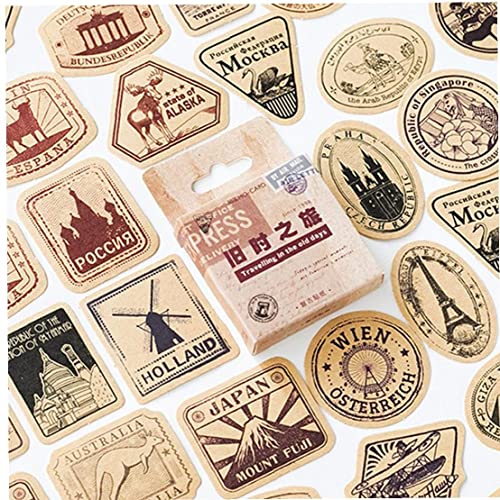 46pcs/box Vintage Travel Sticker Kraft Dekoratives Klebstoff -etikett Versiegelungsaufkleber Scrapbooking Diary Diy -alben von Lipfer