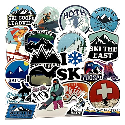 50pcs Pack Winter Ski Skiing Snow Mountain Graffiti Aufkleber Für Gepäcklaptop Skateboard -kühlschrank -ski -aufkleber (zufälliger Stil) von Lipfer