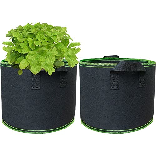 Lipfer 2 Pcs Stoff Erhöhte Pflanzung Wachstum Bag 3 Gallone Vlies -runde Runde Garten Bett Atem Stoffpflanztopf Für Gemüse Blumentopf von Lipfer