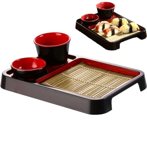 Lipfer Japanische Soba -nudelplatten Bambus -Look -abflussmatten Lackiertem Sushi -servierschalen Kleinem Sauce -Geschirr, Sashimi -Teller von Lipfer