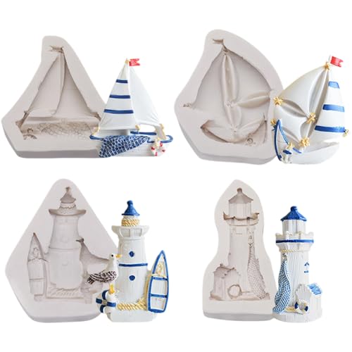 Lipfer Ozean Segelschiff Fondantform, 4 Stcs Segelboot Leuchtturm Kuchen Silikonform Für DIY -süßigkeiten, Schokolade, Zuckerhandwerk, Kekse, Ton, Harz Lipfer Ozean Segelschiff Fondantform, 4 Stcs Segelboot Leuchtturm Kuchen Silikonform Für DIY -süßigkeiten, Schokolade, Zuckerhandwerk, Kekse, Ton, Harz von Lipfer
