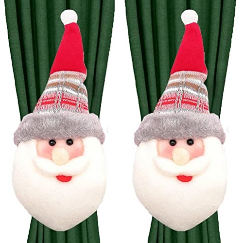 Weihnachtsvorhang Buckle Tieback 2pcs Santa Snowman Elch Vorhang Tiebacks Holdback Fastener Schnalle Klemme Weihnachtskerndekoration von Lipfer