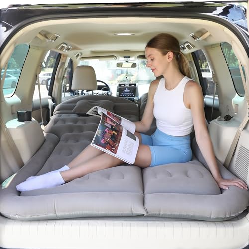 Liphier SUV Luftmatratze Autobett Aufblasbare Matratze für LKW Rücksitz - Faltbare Luftmatratze mit Beflockungsfläche und elektrischer Pumpe Tragbares Luftbett für Heimzelt Camping Reisen - Dunkelgrau von Liphier