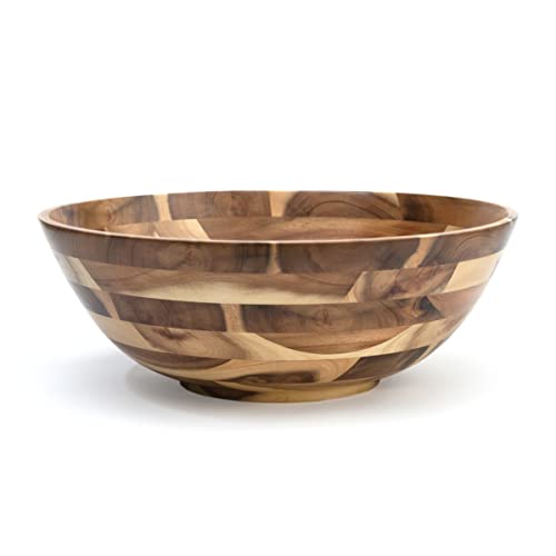 Lipper International Runde Servierschüssel mit Fuß aus Akazienholz, für Obst oder Salate, groß, 34,9 cm Durchmesser x 12,7 cm Höhe, Einzelschale von Lipper International