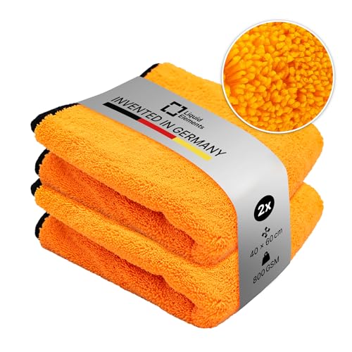 Liquid Elements – Auto Trockentuch Orange Baby 800 GSM 40 x 60 cm – weiches Mikrofasertuch zur Autopflege – extrem saugstark, fusselfrei & lackschonend (2 Stück) von Liquid Elements