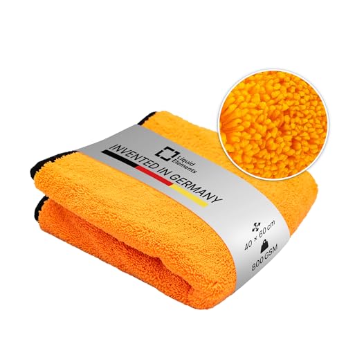 Liquid Elements – Auto Trockentuch Orange Baby 800 GSM 40 x 60 cm – weiches Mikrofasertuch zur Autopflege – extrem saugstark, fusselfrei & lackschonend (1 Stück) von Liquid Elements