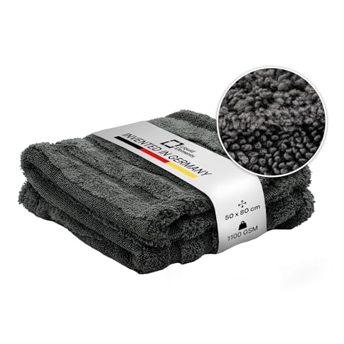 Liquid Elements Auto Trockentuch Silverback Fusion Hybrid - Saugfähiges Mikrofasertücher Auto - Effektive Autopflege - Fusselfrei Trockentuch Auto - Lackschonend Auto Mikrofasertuch - 50x80 + 40x40 cm von Liquid Elements