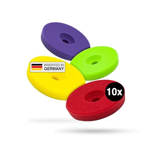 Liquid Elements – Centriforce V2 Polierpads 75mm Komplettset – Polierschwämme mit speziell entwickelter Fräsung für optimierte Ergebnisse – abrasiv bis extrem weich (4 Stärken á 10 Stück) von Liquid Elements