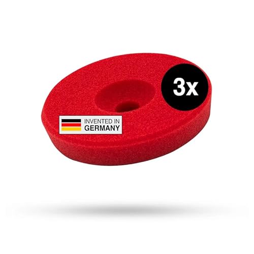 Liquid Elements – Centriforce V2 Polierpads 75mm – Polierschwamm mit speziell entwickelter Fräsung für optimierte Ergebnisse – Auto Polieraufsatz für Poliermaschinen (Rot | Heavy Cut | 3 Stück) von Liquid Elements