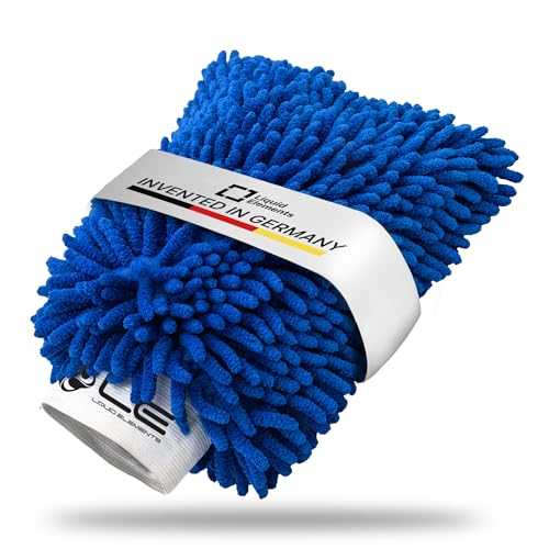 Waschhandschuh Auto Chubby 2.0 - aus weicher Mikrofaser - Saugfähiges Auto Waschhandschuh - Effektive Autopflege - Fusselfrei - schnelle Auto Reinigung - Lackschonende Hanschuhe von Liquid Elements