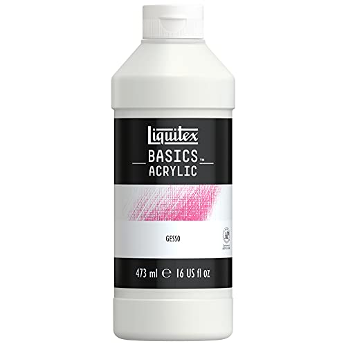 Liquitex 104016 Basics Acrylfarbe Gesso, perfekte Grundierung in mattweiß, gebrauchsfertig, matt, opak deckend, für Leinwand, Papier, Stein, Holz, Gips - 473ml Topf von Liquitex