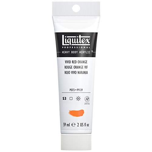 Liquitex 1045620 Professional Heavy Body Acrylfarbe in Künstlerqualität mit ausgezeichneter Lichtechtheit in buttriger Konsistenz, 59ml Tube - Orangerot lebhaft von Liquitex