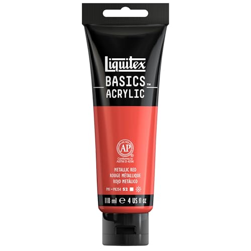 Liquitex 1046345 Basics Acrylfarbe 118ml - Metallic Rot – Künstler-Acrylfarbe, hochpigmentiert, lichtecht, mittlere Viskosität, seidenglänzend, deckend – Ideal für Leinwand, Holz & Papier Liquitex 1046345 Basics Acrylfarbe 118ml - Metallic Rot – Künstler-Acrylfarbe, hochpigmentiert, lichtecht, mittlere Viskosität, seidenglänzend, deckend – Ideal für Leinwand, Holz & Papier von Liquitex
