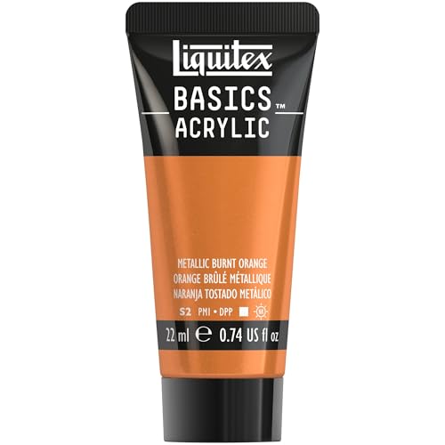 Liquitex 1058344 Basics Acrylfarbe 22ml - Metallic Gebrannte Orange – Künstler-Acrylfarbe, hochpigmentiert, lichtecht, mittlere Viskosität, seidenglänzend, deckend – Ideal für Leinwand, Holz & Papier von Liquitex