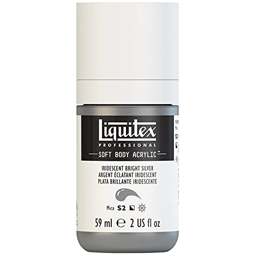 Liquitex 1959236 Professional Acrylfarbe Soft Body - Künstlerfarbe in cremiger deckender Konsistenz, hohe Pigmentierung, lichtecht & alterungsbeständig, 59ml Flasche - Irisierendes Helles Silber von Liquitex