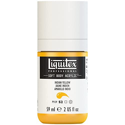 Liquitex 1959324 Professional Acrylfarbe Soft Body - Künstlerfarbe in cremiger deckender Konsistenz, hohe Pigmentierung, lichtecht & alterungsbeständig, 59ml Flasche - Indisch Gelb von Liquitex