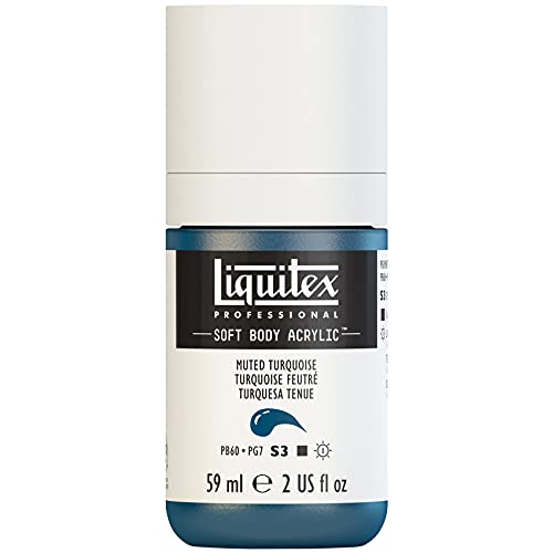 Liquitex 1959503 Professional Acrylfarbe Soft Body - Künstlerfarbe in cremiger deckender Konsistenz, hohe Pigmentierung, lichtecht & alterungsbeständig, 59ml Flasche - Gedämpftes Türkis von Liquitex