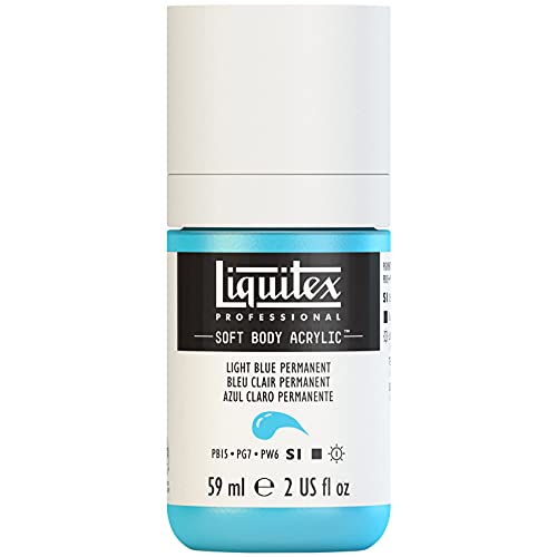 Liquitex 1959770 Professional Acrylfarbe Soft Body - Künstlerfarbe in cremiger deckender Konsistenz, hohe Pigmentierung, lichtecht & alterungsbeständig, 59ml Flasche - Hellblau Permanent von Liquitex