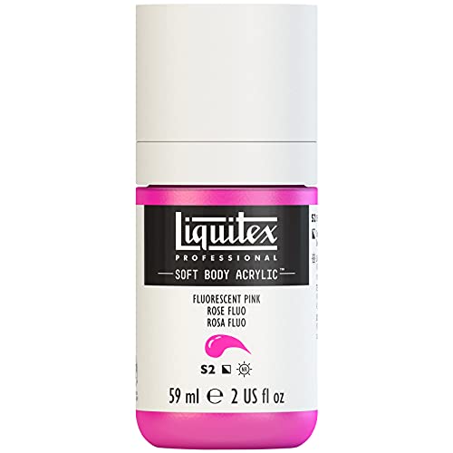 Liquitex 1959987 Professional Acrylfarbe Soft Body - Künstlerfarbe in cremiger deckender Konsistenz, hohe Pigmentierung, lichtecht & alterungsbeständig, 59ml Flasche - Rosa Fluo von Liquitex