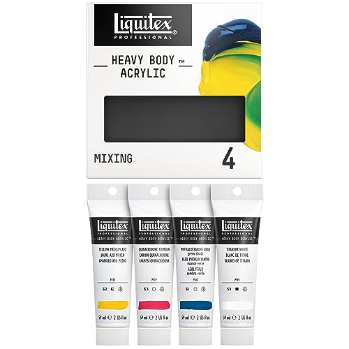 Liquitex 3699309 Professional Heavy Body Acrylfarbe in Künstlerqualität mit ausgezeichneter Lichtechtheit in buttriger Konsistenz, Farbenset - 4 Farben a 59 ml Tuben von Liquitex
