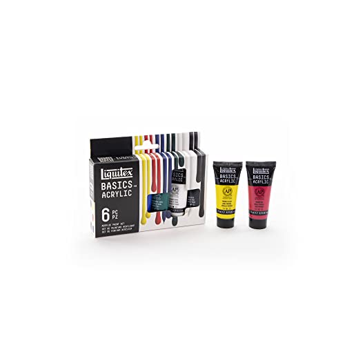 Liquitex 3699394 Basics Acrylfarben Set – 6 x 22ml Tuben, lichtechte Künstler-Acrylfarben, mittlere Viskosität, brillante Farben, perfekt für Acrylmalerei, Leinwand & Bastelprojekte von Liquitex