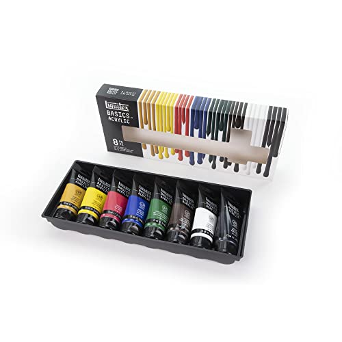 Liquitex 3699396 Basics Acrylfarben Set – 8 x 75ml Tuben, lichtechte Künstler-Acrylfarben, brillante Farben, ideal für Leinwand, Acrylmalerei, Mixed Media & kreative Projekte von Liquitex
